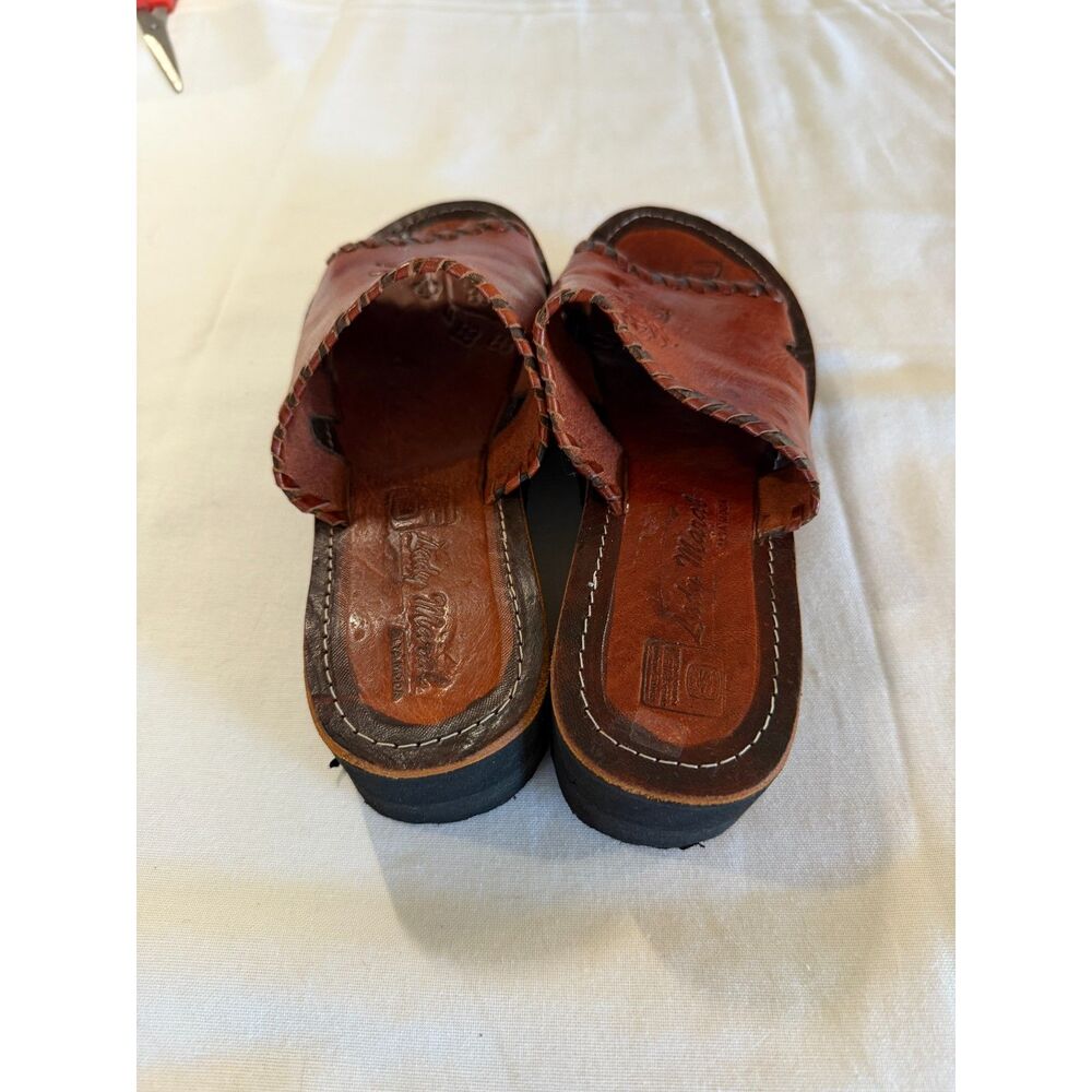 Lightweight Huaraches Sandals Embossed Leather Size 6 - Picture 2 of 5